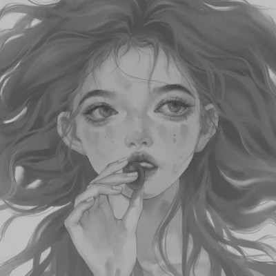 黑白女漫画头像(图45)