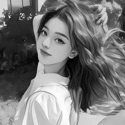 高颜值手绘黑白女生头像(图77)