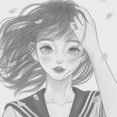 细腻手绘黑白女头像(图28)