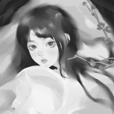 高颜值手绘黑白女生头像(图52)