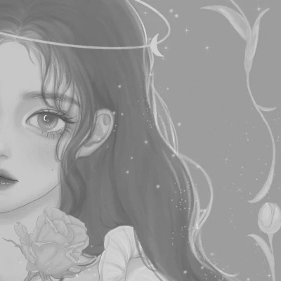 手绘黑白女生头像(图110)