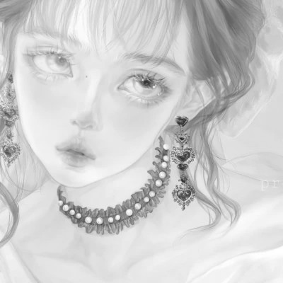 手绘黑白女生头像(图54)