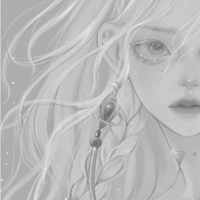 细腻手绘黑白女头像(图67)