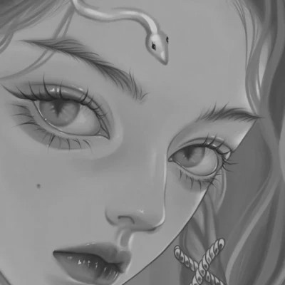 手绘黑白女生头像(图95)