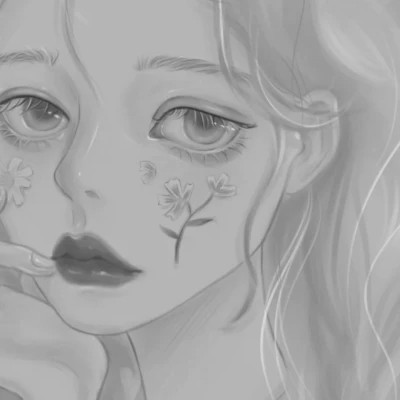 细腻手绘黑白女头像(图29)