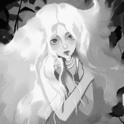 高颜值手绘黑白女生头像(图53)
