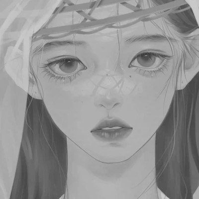 黑白女漫画头像(图38)