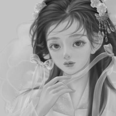 黑白女漫画头像(图35)