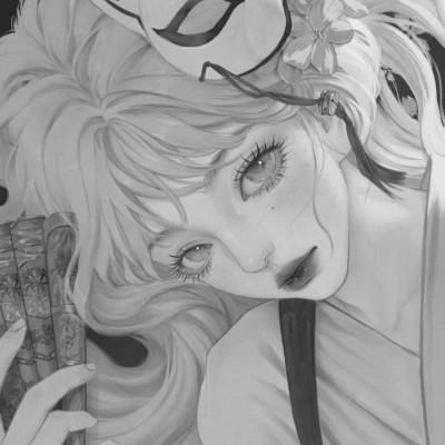 高颜值手绘黑白女生头像(图59)
