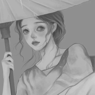 黑白女漫画头像(图37)