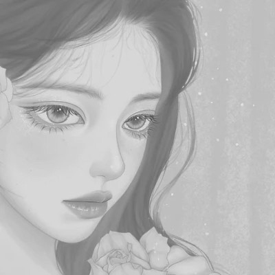手绘黑白女生头像(图109)