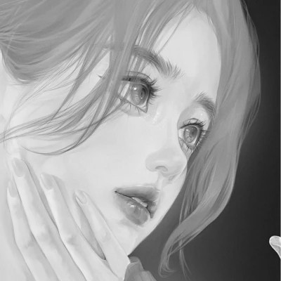 手绘黑白女生头像(图52)