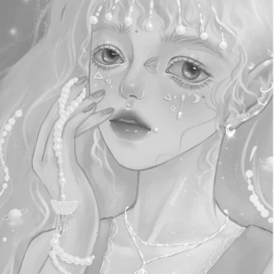 细腻手绘黑白女头像(图78)