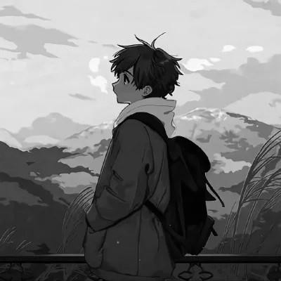 高质量黑白风动漫男生头像(图81)