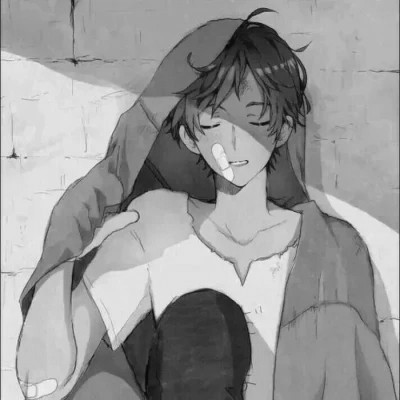 ins风高级质感黑白动漫男头像(图95)