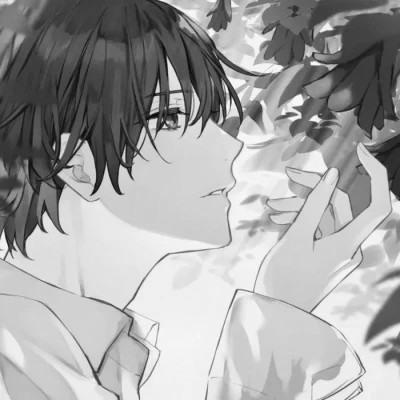 高质量黑白风动漫男生头像(图98)