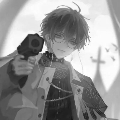 ins风高级质感黑白动漫男头像(图75)
