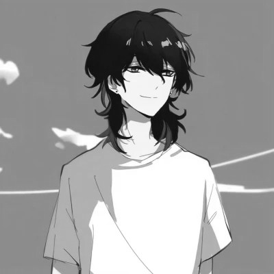 炫酷黑白风动漫男生头像高清(图97)