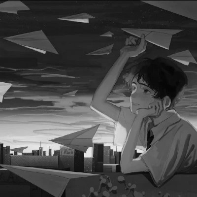 高质量黑白风动漫男生头像(图68)
