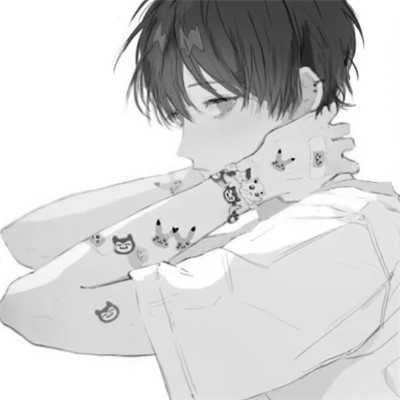 炫酷黑白风动漫男生头像高清(图92)