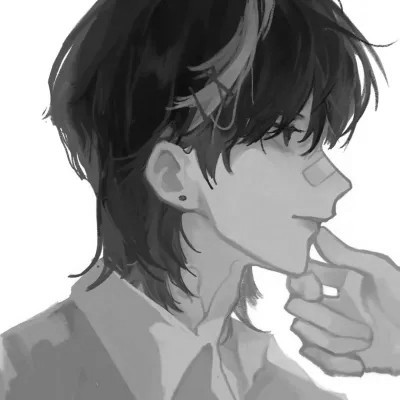 ins风高级质感黑白动漫男头像(图77)
