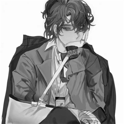 ins风高级质感黑白动漫男头像(图104)
