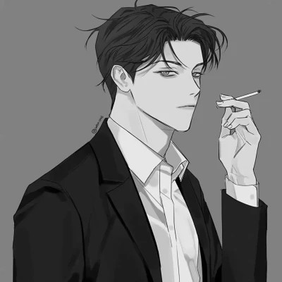 男生专属超酷动漫黑白微信头像(图81)