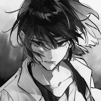 高质量黑白风动漫男生头像(图95)