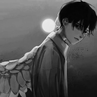 高质量黑白风动漫男生头像(图70)