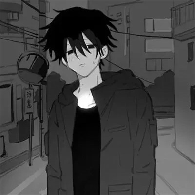 高质量黑白风动漫男生头像(图91)