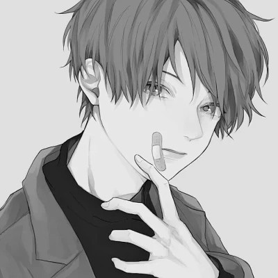 高质量黑白风动漫男生头像(图110)