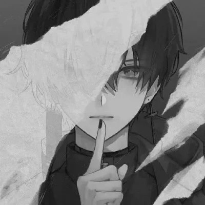 高质量黑白风动漫男生头像(图14)