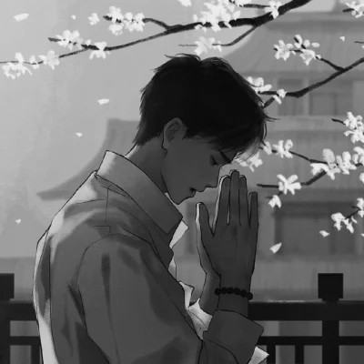高质量黑白风动漫男生头像(图79)