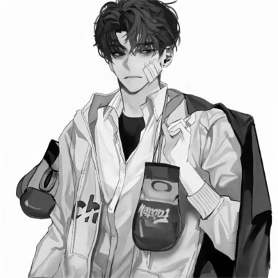 ins风高级质感黑白动漫男头像(图103)