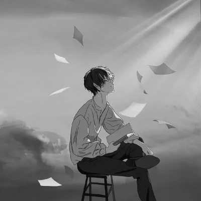 高质量黑白风动漫男生头像(图82)