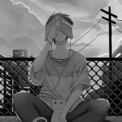 高质量黑白风动漫男生头像(图48)