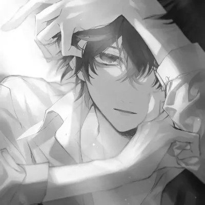 高质量黑白风动漫男生头像(图60)