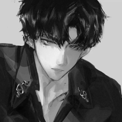 高质量黑白风动漫男生头像(图111)