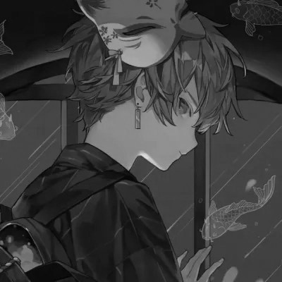ins风高级质感黑白动漫男头像(图114)
