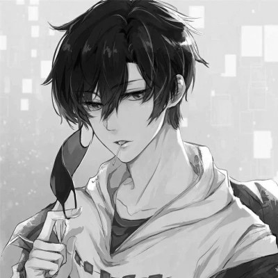 炫酷黑白风动漫男生头像高清(图87)