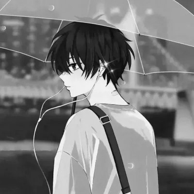 ins风高级质感黑白动漫男头像(图94)