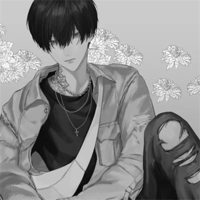 男生微信头像黑白动漫(图95)