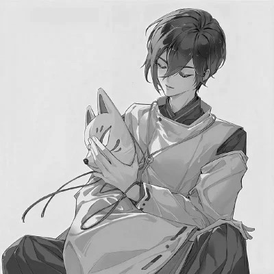 ins风高级质感黑白动漫男头像(图96)