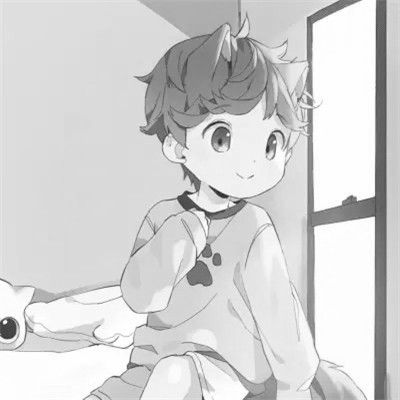 ins风高级质感黑白动漫男头像(图88)