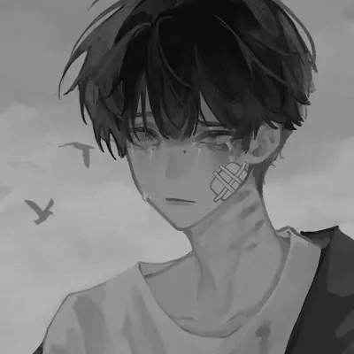 ins风高级质感黑白动漫男头像(图81)