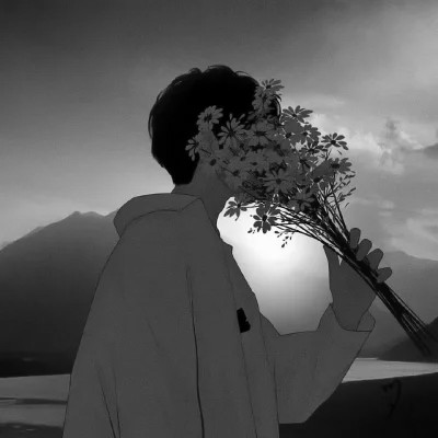 高质量黑白风动漫男生头像(图77)