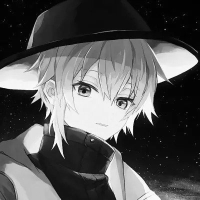 高质量黑白风动漫男生头像(图67)