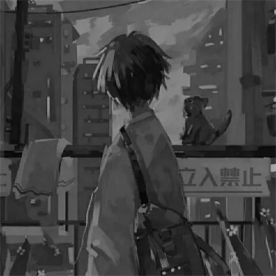 ins风高级质感黑白动漫男头像(图92)
