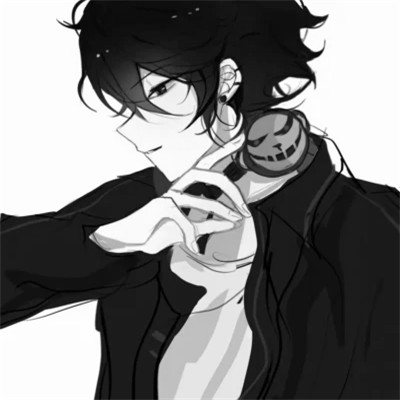高质量黑白风动漫男生头像(图40)