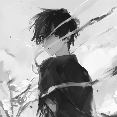 高质量黑白风动漫男生头像(图46)